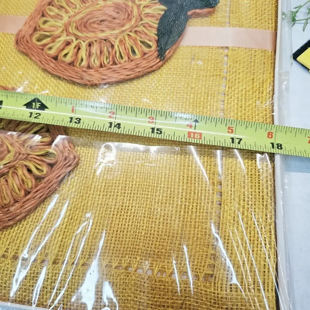 Vintge Retro Kemp & Beatley 70s Orange Abaca Placemats & Coasters NOS Groovy MCM